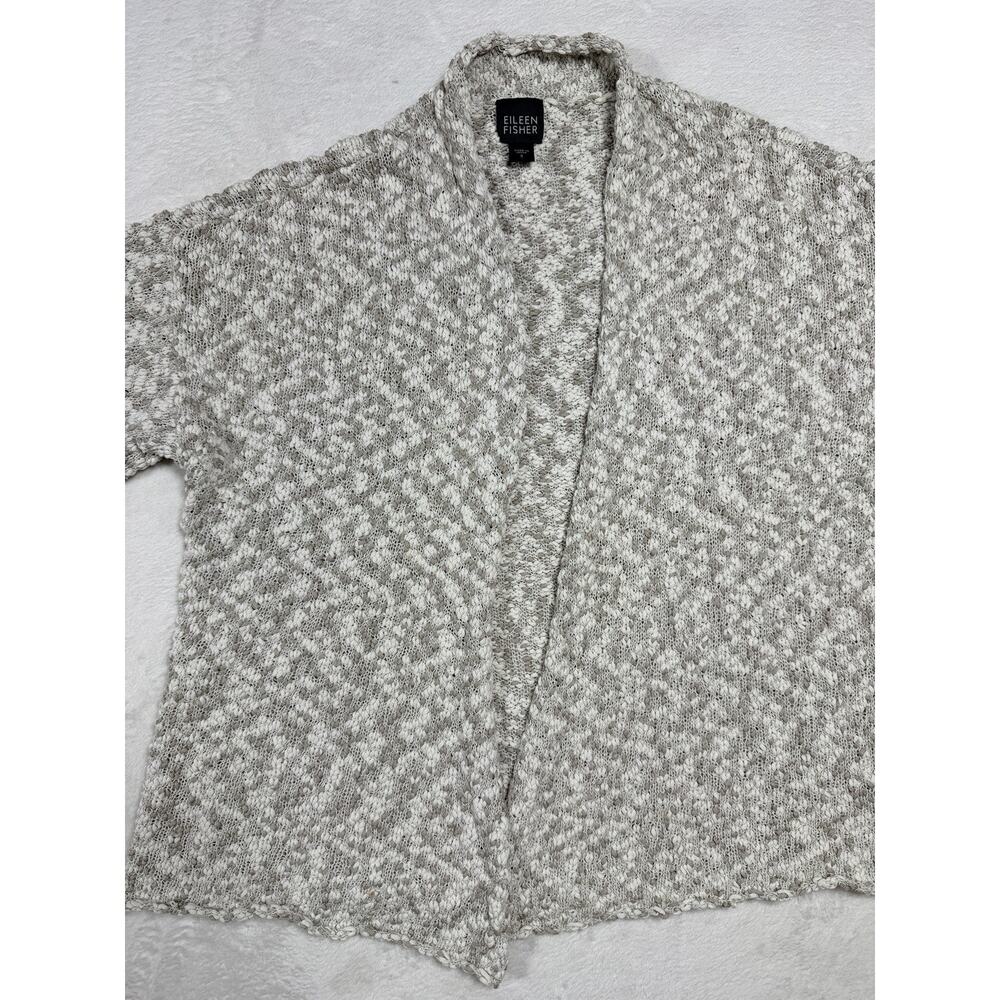 ileen Fisher Marle Neutral Cotton/Silk Blend Sz. Sm Cropped Cardigan Minimalist